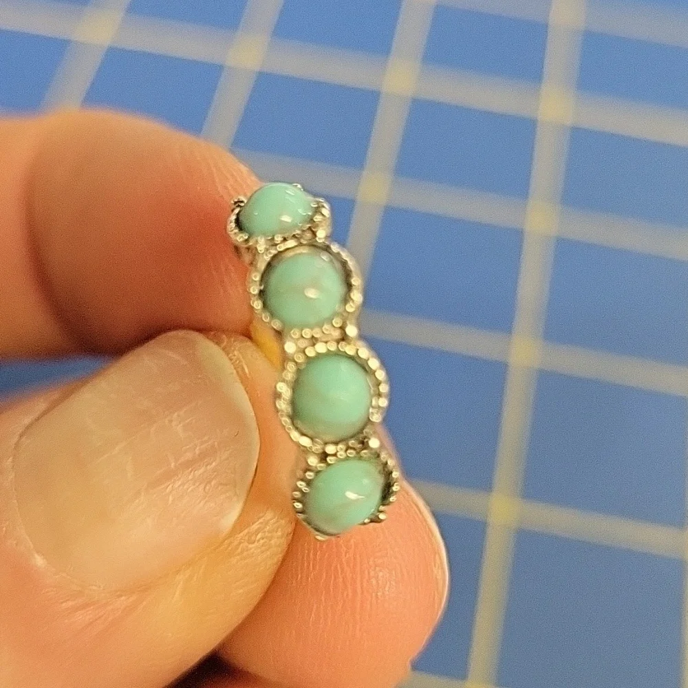 Turquoise Stone Silver Tone Ring
